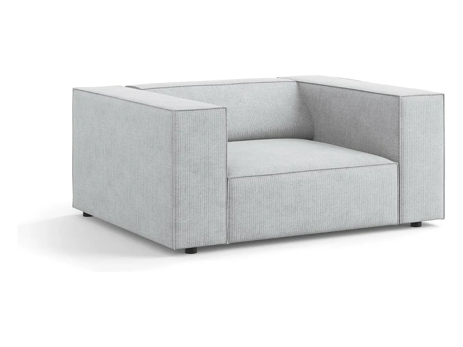 Cosmopolitan Design - Poltrona "Arendal" em tecido chenille com efeito canelado cinza claro - 124x102x70cm^ Poltrona