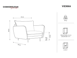Cosmopolitan Design - Poltrona "Vienna" em veludo - 97x94x95cm^ Poltrona