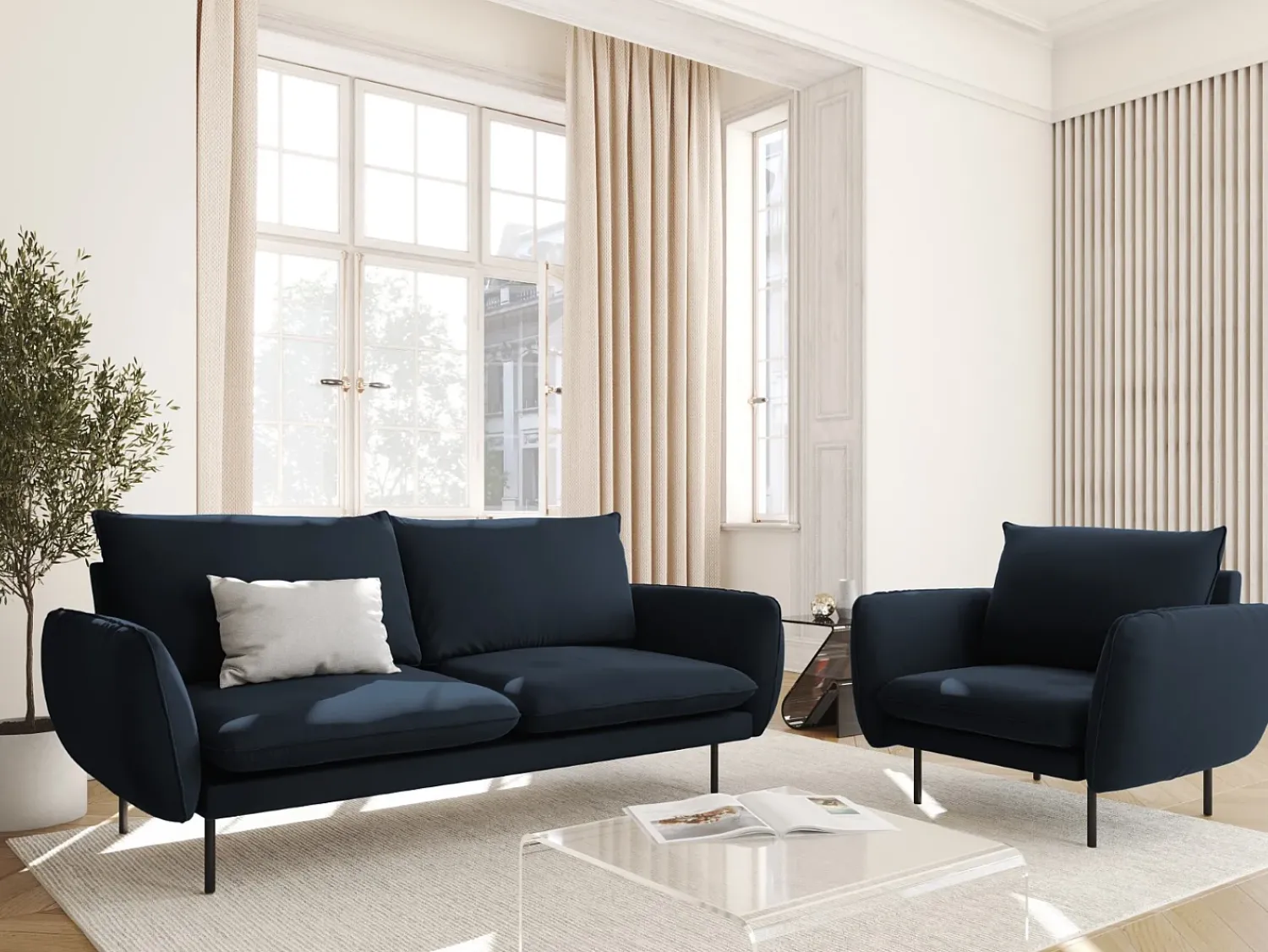 Cosmopolitan Design - Poltrona "Vienna" em veludo - 97x94x95cm^ Poltrona
