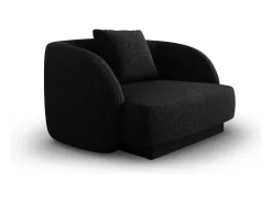 Poltrona|Cosmopolitan Design - Poltrona "Tulum" em tecido chenille - 103x90x70cm Preto