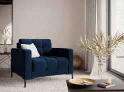 Cosmopolitan Design - Poltrona "Bali" em veludo azul real - 87x92x75cm Azul escuro