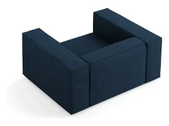 Poltrona|Cosmopolitan Design - Poltrona "Arendal" em tecido chenille com efeito canelado azul real - 124x102x70cm Azul escuro