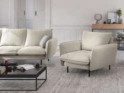 Cosmopolitan Design - Poltrona "Vienna" em tecido estrutural claro - 97x94x95cm^ Poltrona