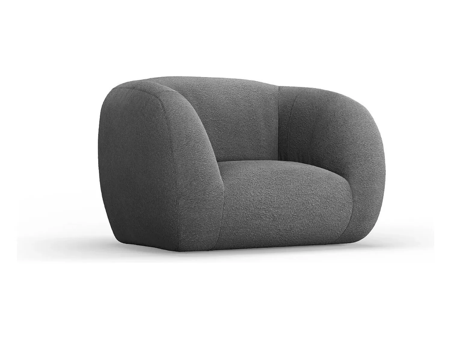 Poltrona|Cosmopolitan Design - Poltrona "Essen" em tecido bouclé cinza escuro - 130x95x86cm Cinza antracite