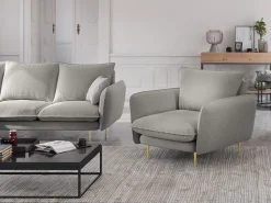 New Cosmopolitan Design - Poltrona "Vienna" em tecido estrutural cinza claro - 97x94x95cm Cinzento claro