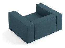 Poltrona|Cosmopolitan Design - Poltrona "Arendal" em tecido chenille com efeito canelado azul marinho - 124x102x70cm Azul esverdeado