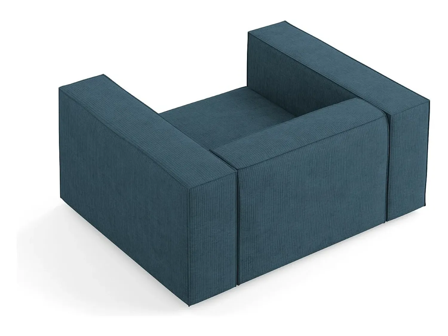 Poltrona|Cosmopolitan Design - Poltrona "Arendal" em tecido chenille com efeito canelado azul marinho - 124x102x70cm Azul esverdeado