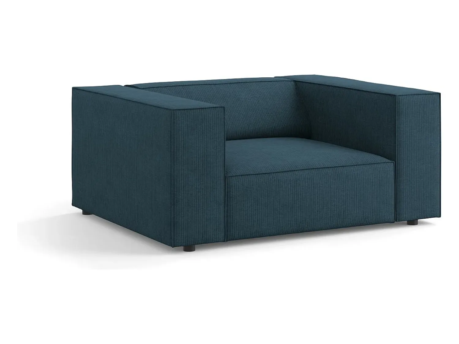 Poltrona|Cosmopolitan Design - Poltrona "Arendal" em tecido chenille com efeito canelado azul marinho - 124x102x70cm Azul esverdeado