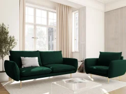 Cosmopolitan Design - Poltrona "Vienna" em veludo verde garrafa - 97x94x95cm^ Poltrona