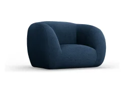 Poltrona*Cosmopolitan Design - Poltrona "Essen" em tecido bouclé - 130x95x86cm Azul escuro