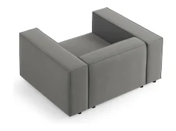 Poltrona|Cosmopolitan Design - Poltrona "Arendal" em veludo cimento - 124x102x70cm Cinzento