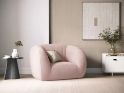 Poltrona*Cosmopolitan Design - Poltrona "Essen" em tecido bouclé rosa pálido - 130x95x86cm Rosa claro