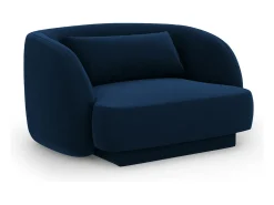 Best Cosmopolitan Design - Poltrona "Tulum" em veludo azul real - 103x90x70cm Azul escuro