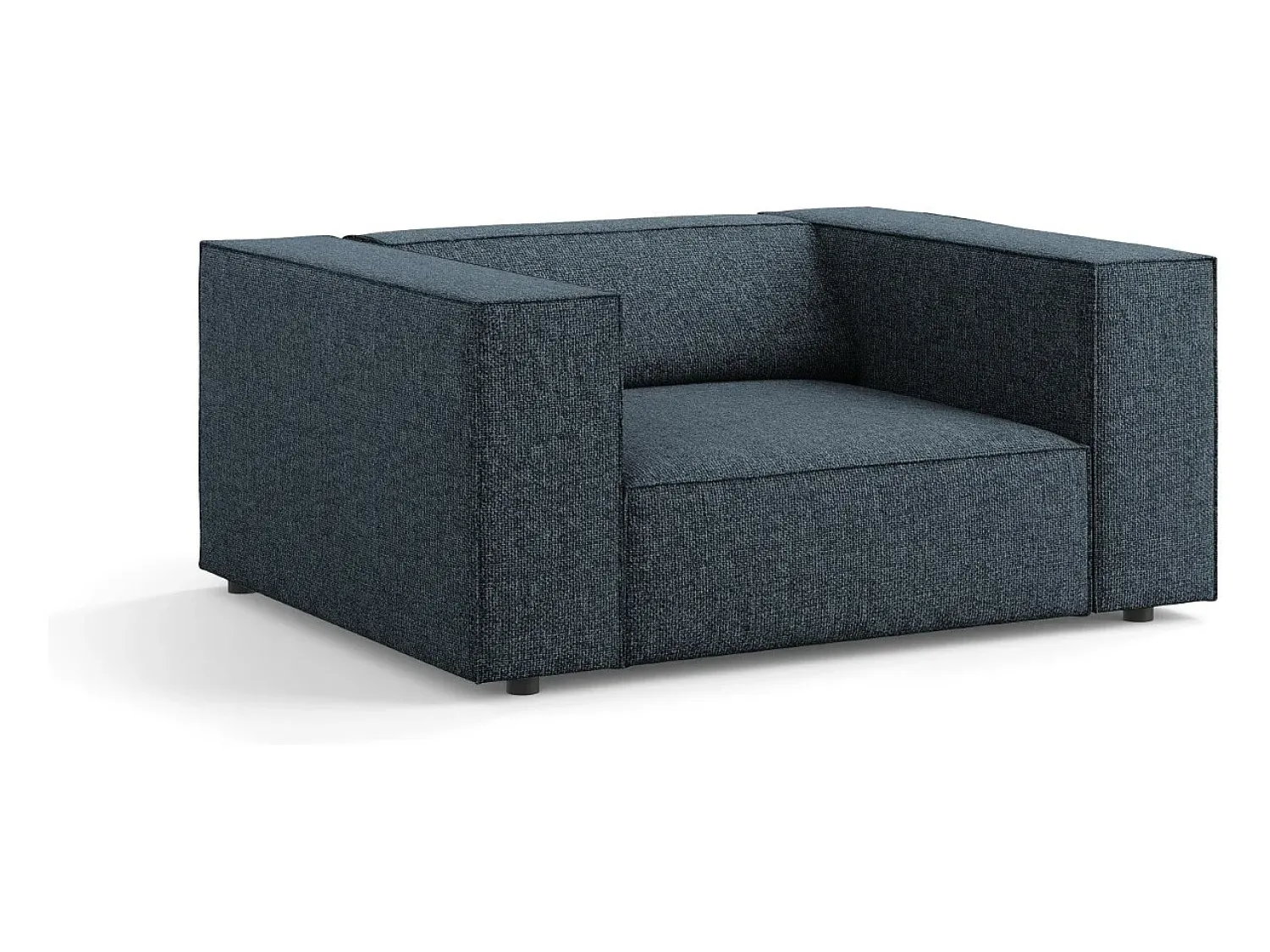 Outlet Cosmopolitan Design - Poltrona "Arendal" em tecido chenille azul real - 124x102x70cm Azul escuro