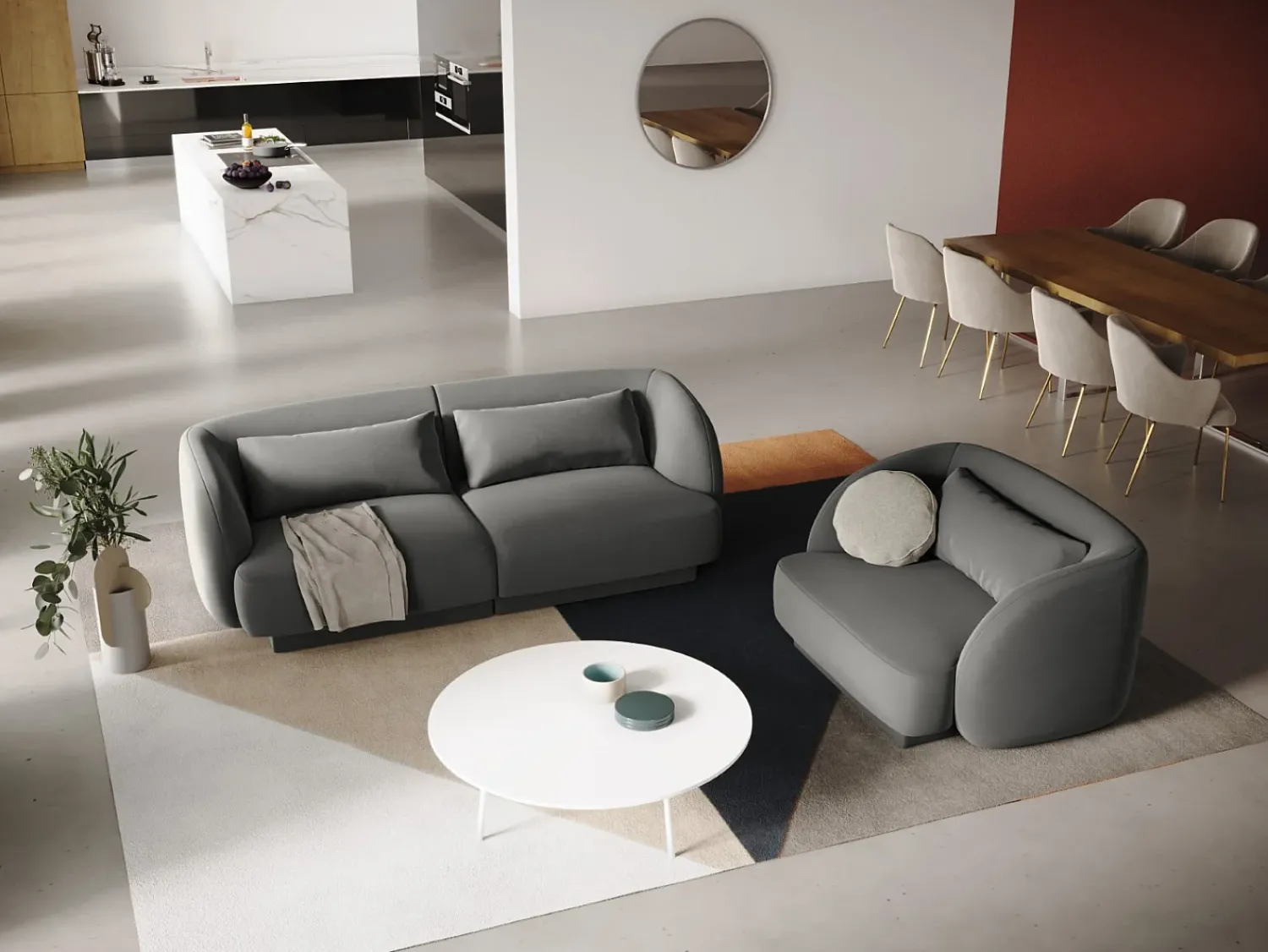 Sale Cosmopolitan Design - Poltrona "Tulum" em veludo cinza claro - 103x90x70cm Cinzento claro
