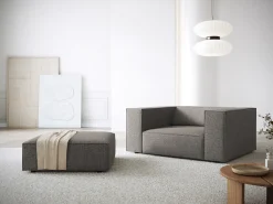 Poltrona|Cosmopolitan Design - Poltrona "Arendal" em tecido chenille cinza - 124x102x70cm Cinzento