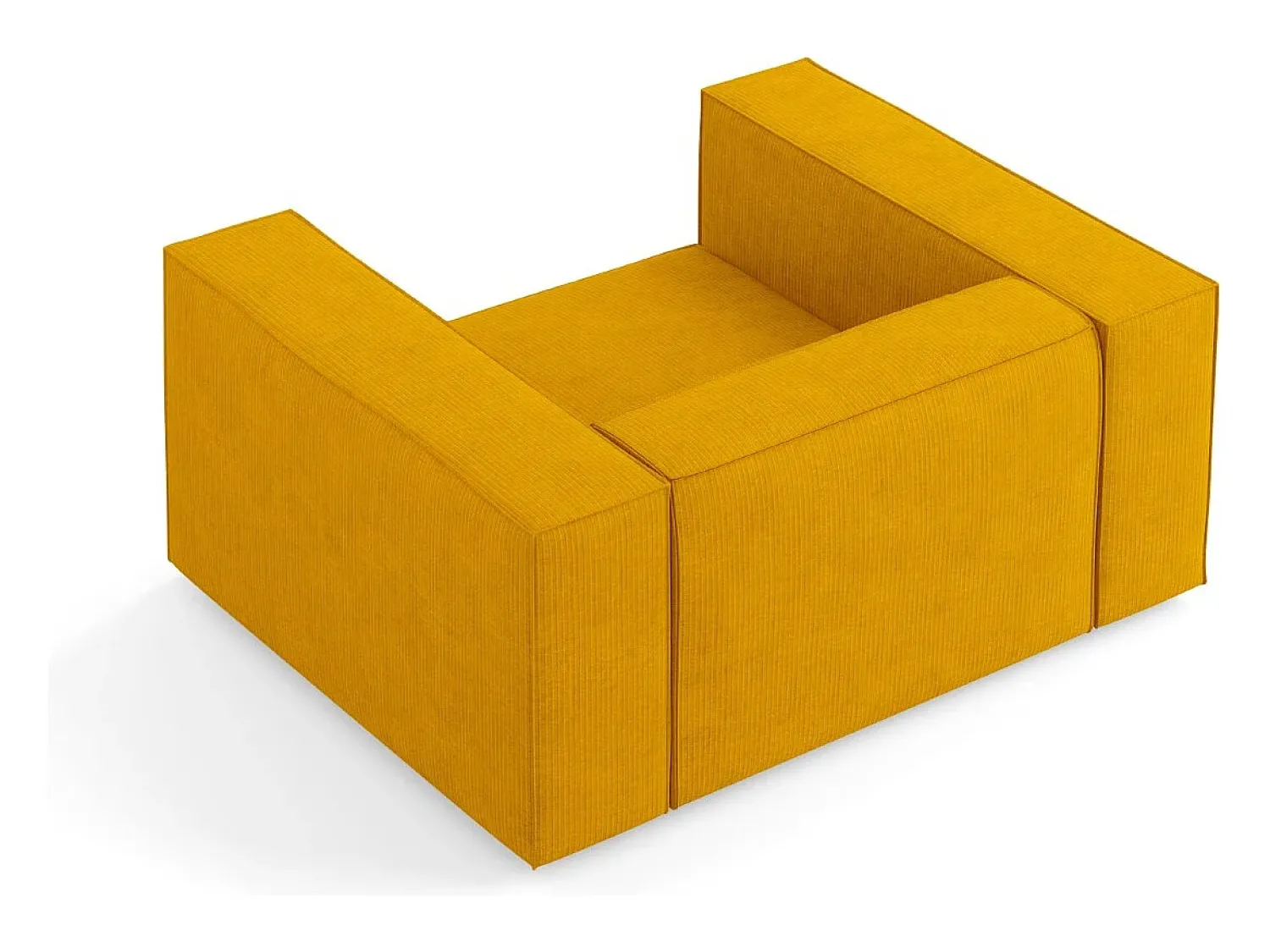 Poltrona*Cosmopolitan Design - Poltrona "Arendal" em tecido chenille com efeito canelado mostarda - 124x102x70cm Amarelo mostarda
