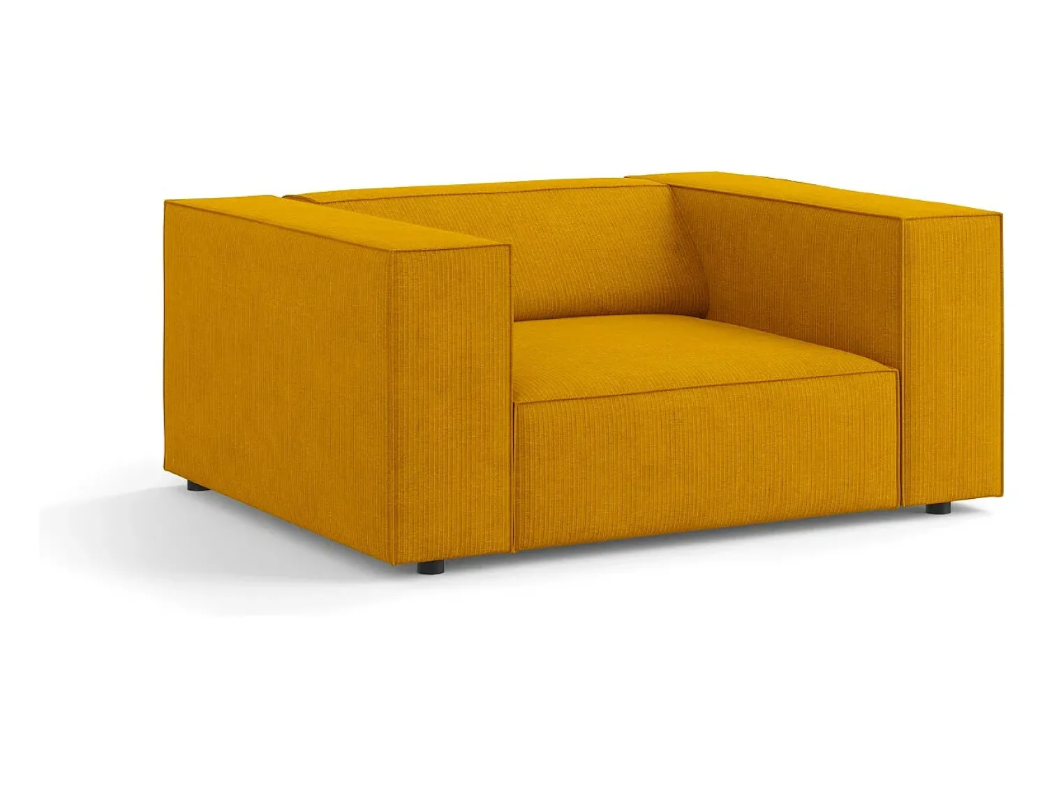 Poltrona*Cosmopolitan Design - Poltrona "Arendal" em tecido chenille com efeito canelado mostarda - 124x102x70cm Amarelo mostarda