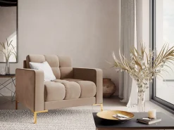 Poltrona|Cosmopolitan Design - Poltrona "Bali" em veludo - 87x92x75cm Bege