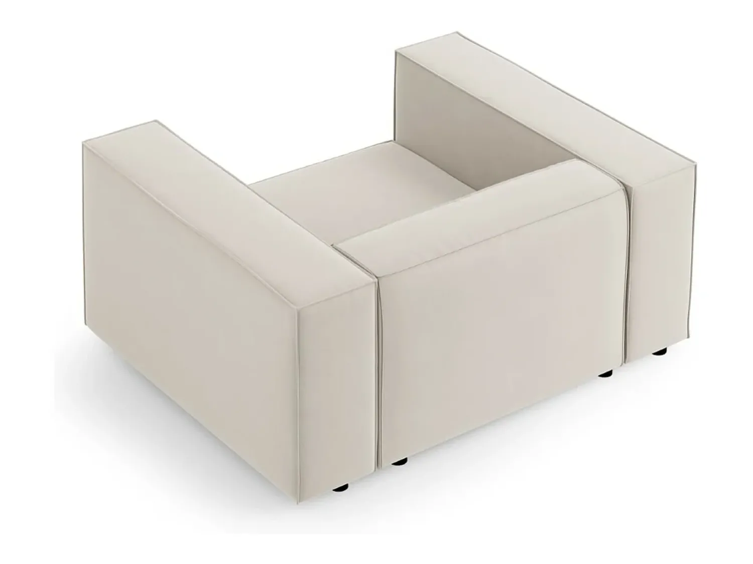 Poltrona*Cosmopolitan Design - Poltrona "Arendal" em veludo cru - 124x102x70cm Branco sujo