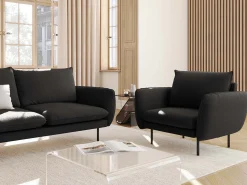 Best Cosmopolitan Design - Poltrona "Vienna" em tecido bouclé - 97x94x95cm Preto