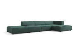 Discount Cosmopolitan Design - Sofá de canto direito "Arendal" 5 lugares em tecido chenille petróleo - 341x166x70cm Verde esmeralda