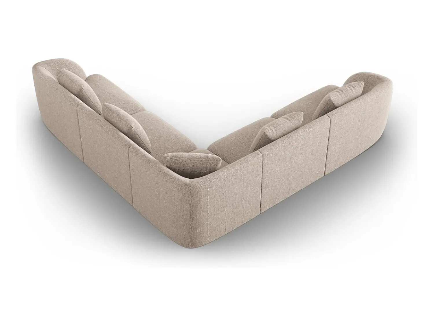 Sofá|Cosmopolitan Design - Sofá de canto simétrico "Tulum" 5 lugares em tecido chenille - 255x255x70cm Bege