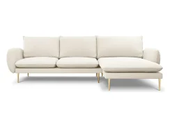 Online Cosmopolitan Design - Sofá de canto direito "Vienna" 5 lugares em tecido bouclé - 255x170x95cm Bege