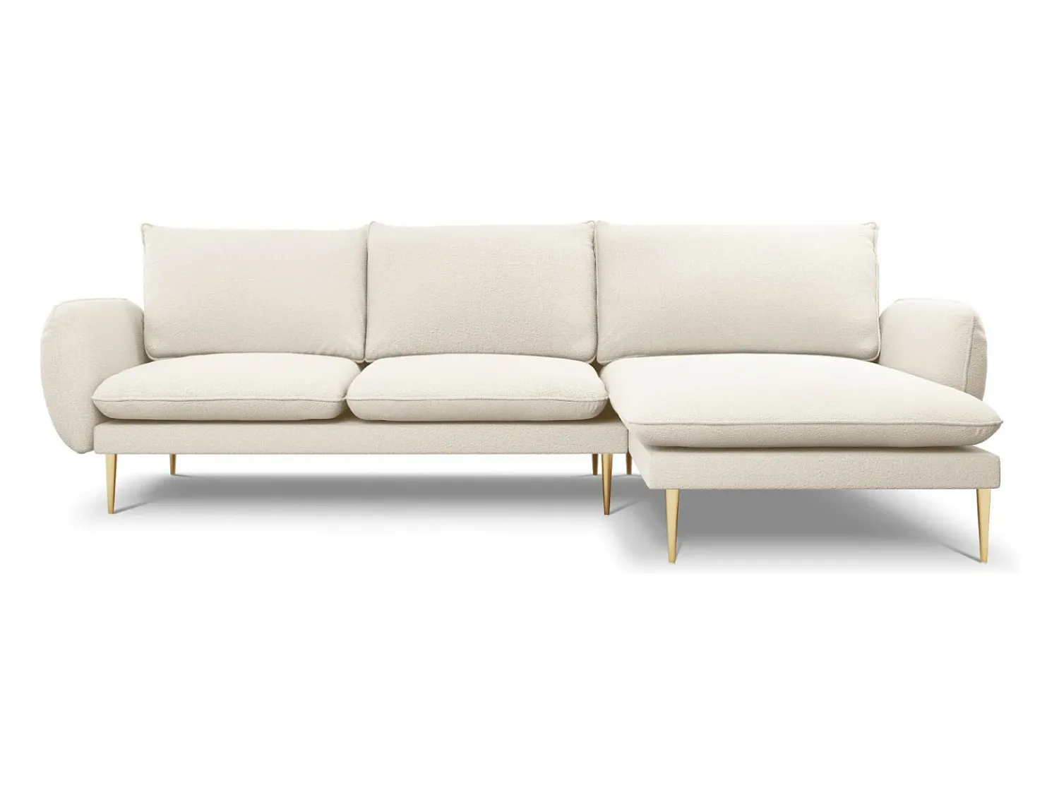 Online Cosmopolitan Design - Sofá de canto direito "Vienna" 5 lugares em tecido bouclé - 255x170x95cm Bege