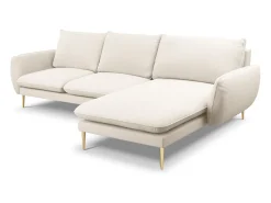 Online Cosmopolitan Design - Sofá de canto direito "Vienna" 5 lugares em tecido bouclé - 255x170x95cm Bege