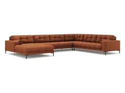 Clearance Cosmopolitan Design - Sofá de canto direito panorâmico "Bali" 7 lugares em tecido estrutural tijolo - 327x256x75cm Terracota