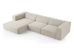 Discount Cosmopolitan Design - Sofá de canto esquerdo "Arendal" 4 lugares em veludo cru - 284x166x70cm Branco sujo