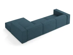 Sofá|Cosmopolitan Design - Sofá de canto direito "Arendal" 4 lugares em tecido chenille com efeito canelado azul marinho - 284x166x70cm Azul esverdeado