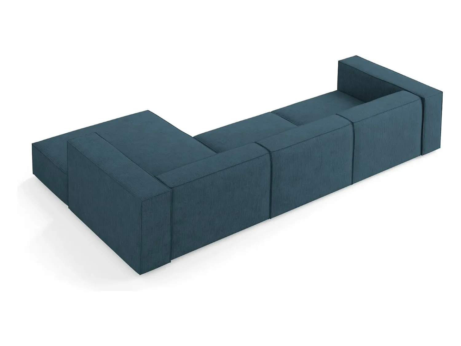 Sofá|Cosmopolitan Design - Sofá de canto direito "Arendal" 4 lugares em tecido chenille com efeito canelado azul marinho - 284x166x70cm Azul esverdeado