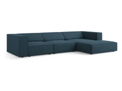 Sofá|Cosmopolitan Design - Sofá de canto direito "Arendal" 4 lugares em tecido chenille com efeito canelado azul marinho - 284x166x70cm Azul esverdeado