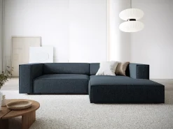 Sofá*Cosmopolitan Design - Sofá de canto direito "Arendal" 3 lugares em tecido chenille azul real - 224x166x70cm Azul escuro