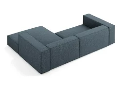 Sofá*Cosmopolitan Design - Sofá de canto direito "Arendal" 3 lugares em tecido chenille azul real - 224x166x70cm Azul escuro