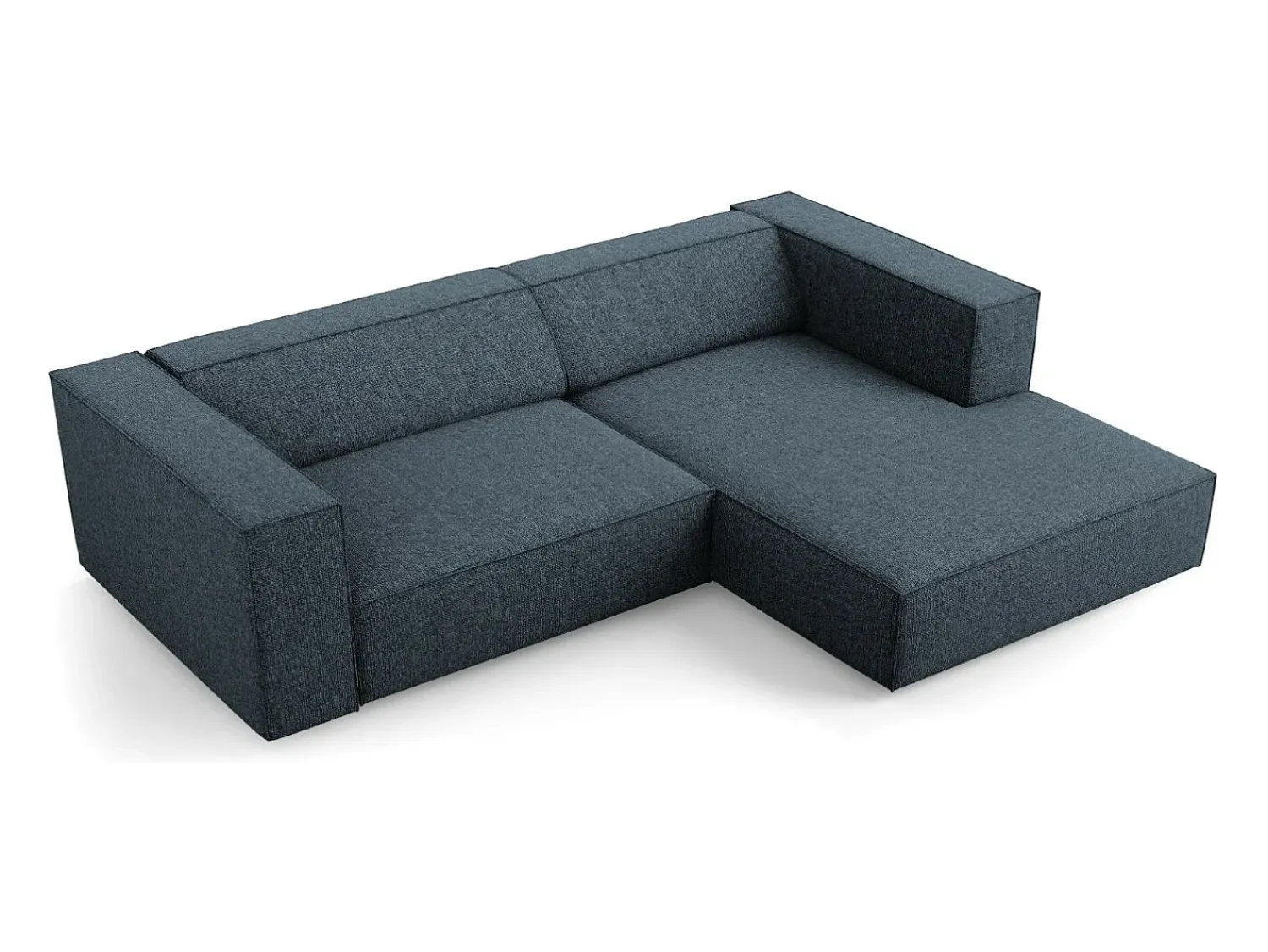 Sofá*Cosmopolitan Design - Sofá de canto direito "Arendal" 3 lugares em tecido chenille azul real - 224x166x70cm Azul escuro