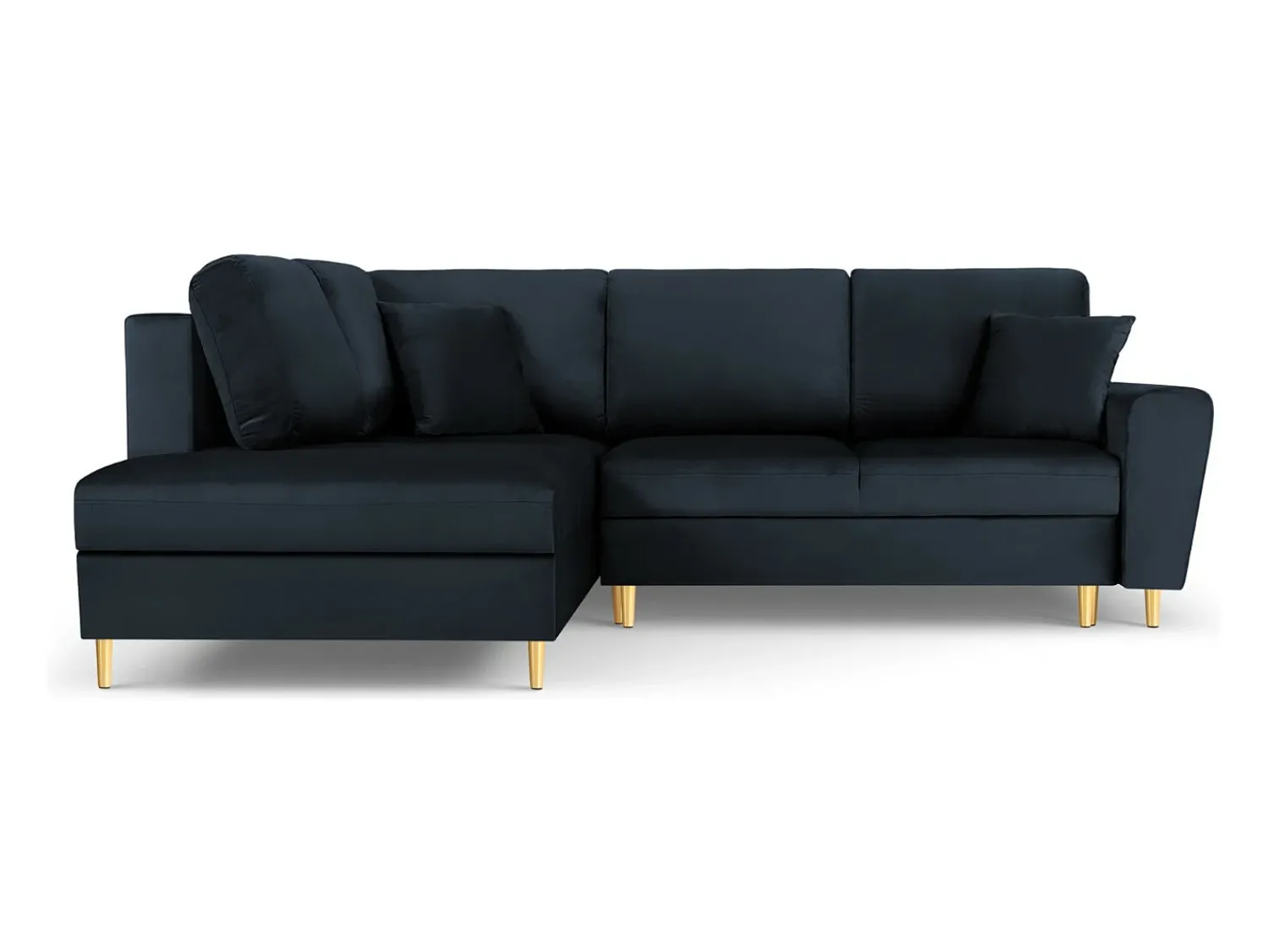 Sofá*Cosmopolitan Design - Sofá convertível de canto esquerdo com caixa de arrumação "Kyoto" 5 lugares em veludo - 243x194x88cm Azul escuro