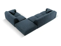 Cosmopolitan Design - Sofá de canto direito "Nolio" 4 lugares em tecido chenille azul real - 315x250x72cm^ Sofá