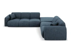 Cosmopolitan Design - Sofá de canto direito "Nolio" 4 lugares em tecido chenille azul real - 315x250x72cm^ Sofá