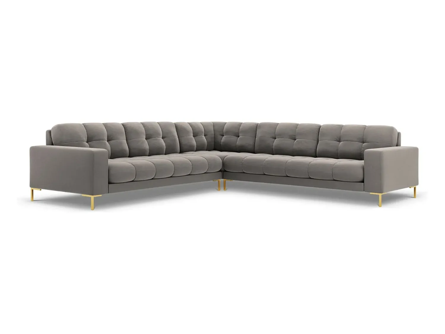 Sofá|Cosmopolitan Design - Sofá de canto simétrico "Bali" 6 lugares em veludo cinza claro - 256x256x75cm Cinzento claro