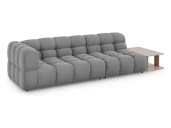 Cosmopolitan Design - Sofá modular direito "Sky" 4 lugares em veludo cinza claro - 297x102x75cm^ Sofá