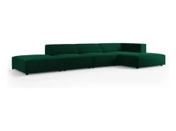 Discount Cosmopolitan Design - Sofá de canto direito "Arendal" 5 lugares em veludo verde garrafa - 341x166x70cm Verde pinho