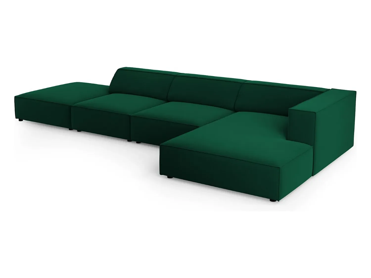 Discount Cosmopolitan Design - Sofá de canto direito "Arendal" 5 lugares em veludo verde garrafa - 341x166x70cm Verde pinho