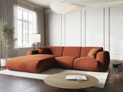 Cosmopolitan Design - Sofá de canto esquerdo "Nolio" 4 lugares em tecido chenille - 260x170x72cm^ Sofá