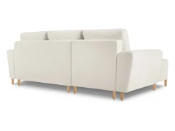 New Cosmopolitan Design - Sofá convertível de canto esquerdo com caixa de arrumação "Kyoto" 4 lugares em tecido bouclé - 241x145x88cm Bege