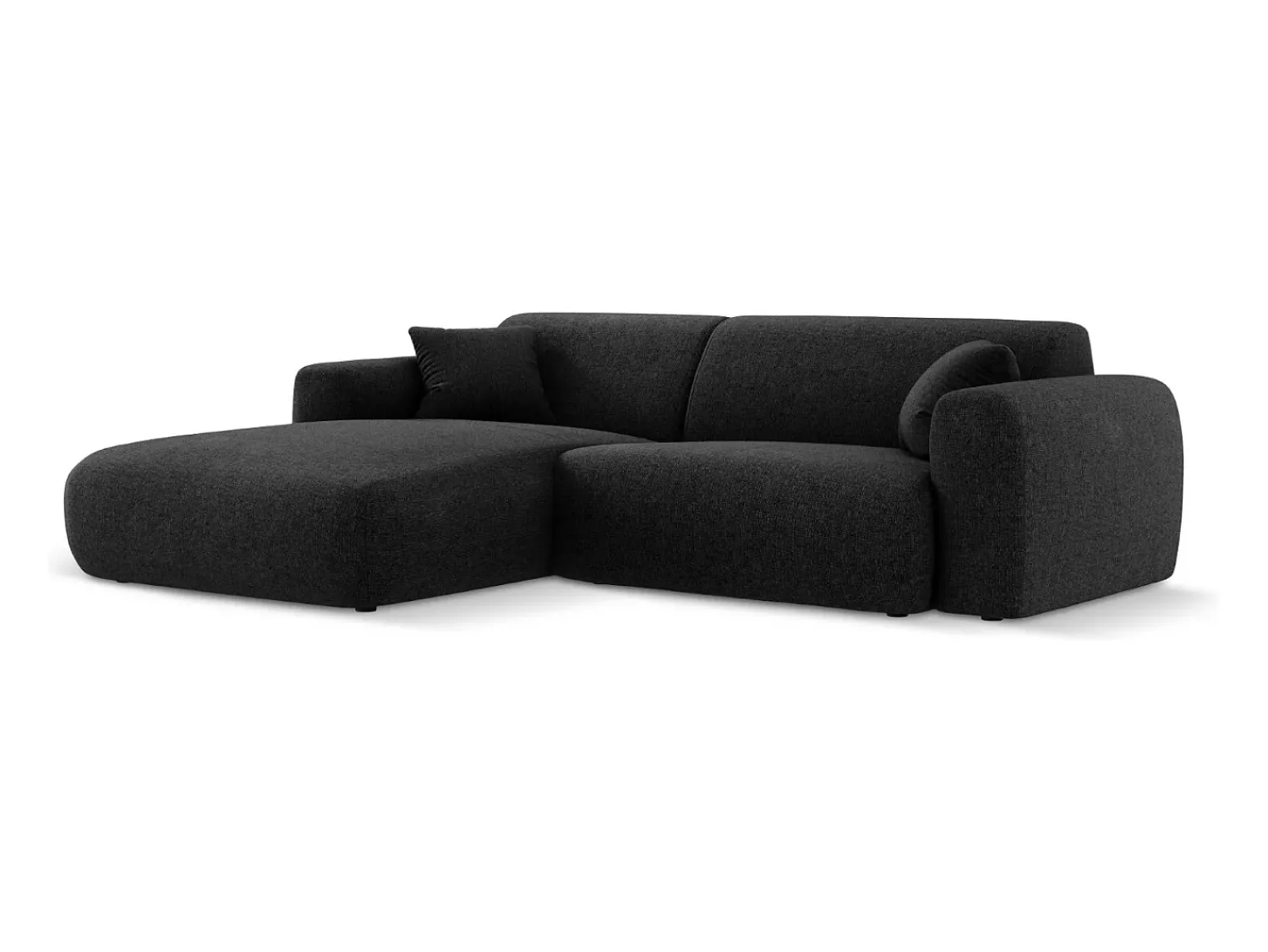 Sofá|Cosmopolitan Design - Sofá de canto esquerdo "Nolio" 4 lugares em tecido chenille - 235x170x72cm Preto