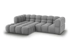 Sofá|Cosmopolitan Design - Sofá modular de canto esquerdo "Sky" 3 lugares em veludo cinza claro - 244x162x75cm Cinzento claro