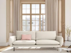 Sofá|Cosmopolitan Design - Sofá "Vienna" 4 lugares em tecido bouclé - 230x92x95cm Bege